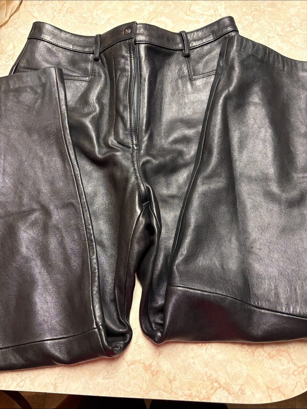 Women’s  Black Leather Pants - Classic Casual